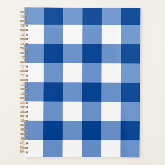 Blauw gingham patroon planner (Voorkant)