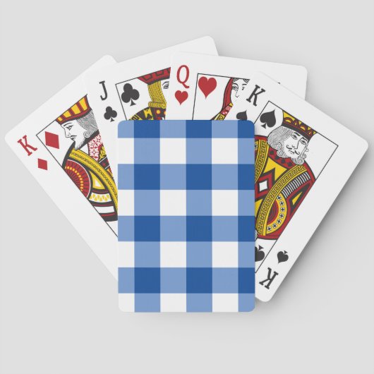 Blauw gingham patroon pokerkaarten (Achterkant)