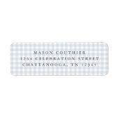 Blauw Gingham Patroon Retouradres Etiket (Voorkant)