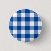 Blauw gingham patroon ronde button 3,2 cm (Voorkant)