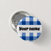 Blauw gingham patroon ronde button 3,2 cm (Voorkant /achterkant)