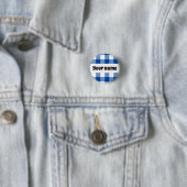 Blauw gingham patroon ronde button 3,2 cm (In situ)