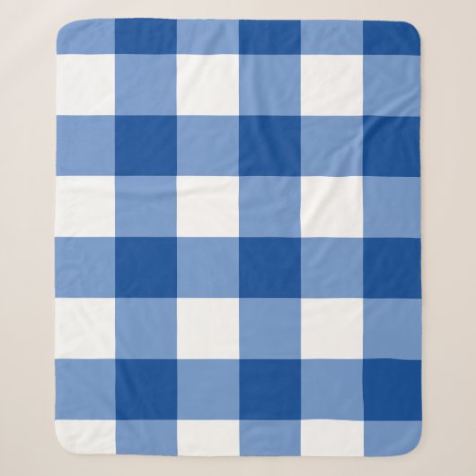 Blauw gingham patroon sherpa deken (Voorkant)