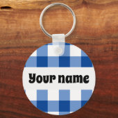 Blauw gingham patroon sleutelhanger (Voorkant)