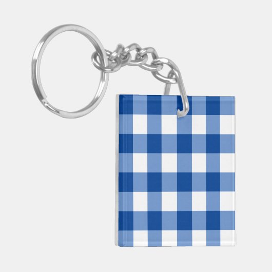 Blauw gingham patroon sleutelhanger (Voorkant Links)