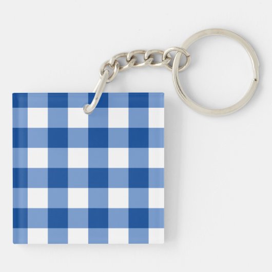 Blauw gingham patroon sleutelhanger (Achterkant)