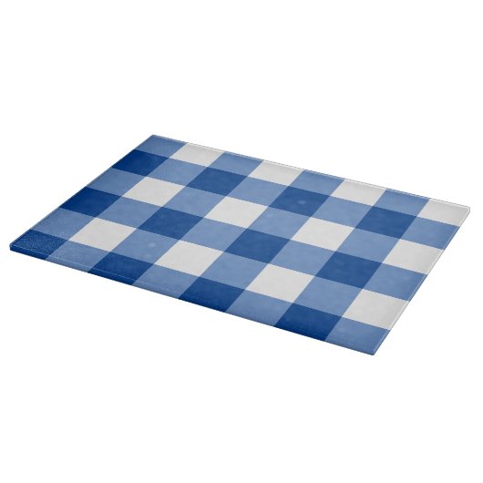 Blauw gingham patroon snijplank (Hoek)