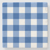 Blauw gingham patroon stenen onderzetter (Voorkant)