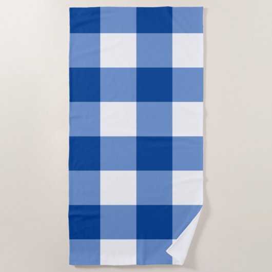 Blauw gingham patroon strandlaken (Voorkant)