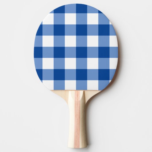 Blauw gingham patroon tafeltennisbatje (Voorkant)