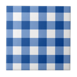 Blauw gingham patroon tegeltje