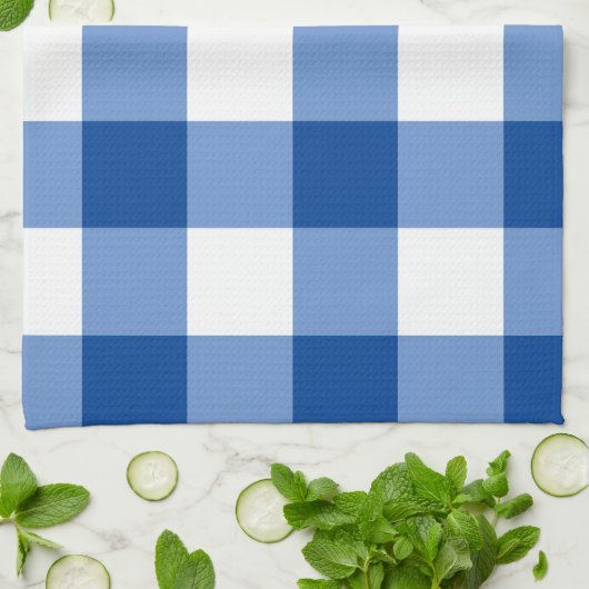 Blauw gingham patroon theedoek (Gevouwen)