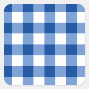 Blauw gingham patroon vierkante sticker