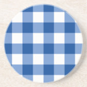 Blauw gingham patroon zandsteen onderzetter (Voorkant)