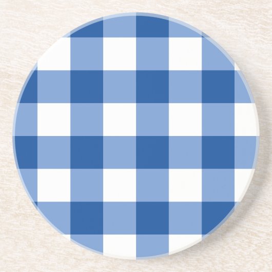 Blauw gingham patroon zandsteen onderzetter (Voorkant)