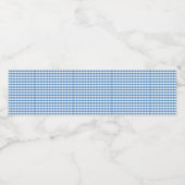 Blauw Gingham Picknickstijl Waterfles Etiket (Enkel label)