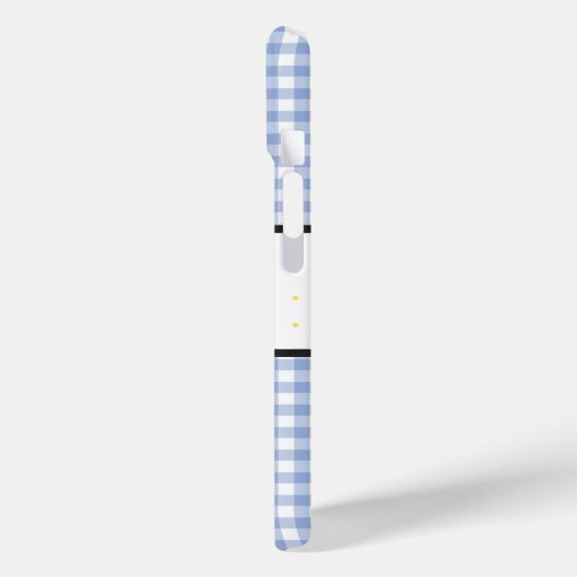 Blauw Gingham Plaid Bloem Monogram Case-Mate iPhone Case (Achterkant / Links)