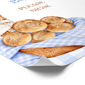 Blauw Gingham Plaid Brood Gastboek Feestbord Poster (Hoek)