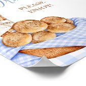 Blauw Gingham Plaid Broodje Drinken Feestbord Poster (Hoek)