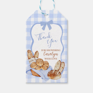 Blauw Gingham Plaid Broodje in de oven Cadeautag Cadeaulabel