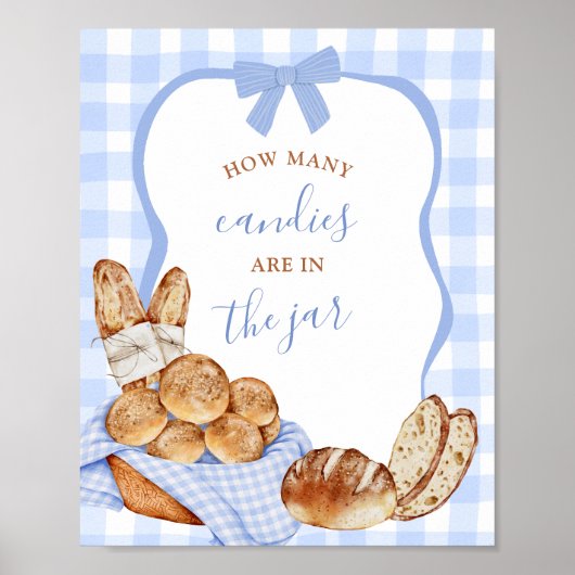 Blauw Gingham Plaid Broodje in de oven Spelbord Poster (Voorkant)