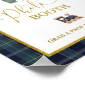 Blauw Gingham Plaid Bun PhotoBooth Feestbord Poster (Hoek)