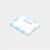 Blauw Gingham Plaid Kinderen Gepersonaliseerde Lun Post-it® Notes (Schuin)