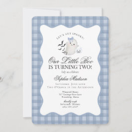 Blauw Gingham Preppy Geestje Little Boo 2de Verjaa Kaart