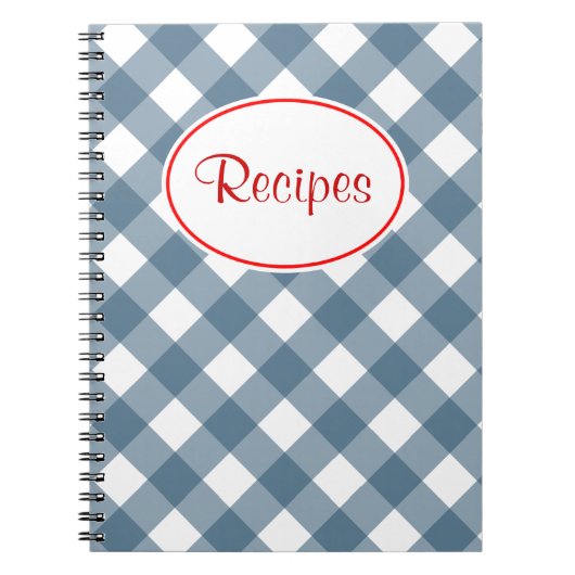 Blauw Gingham Recepten Notitieboek (Voorkant)