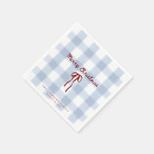 Blauw Gingham RODE Strik Kerstservetten Servet (Hoek)