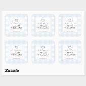 Blauw Gingham Schommelend Paard Ex-Libris Sticker (Vel)