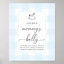 Blauw Gingham schommelpaard Hoe groot is haar buik