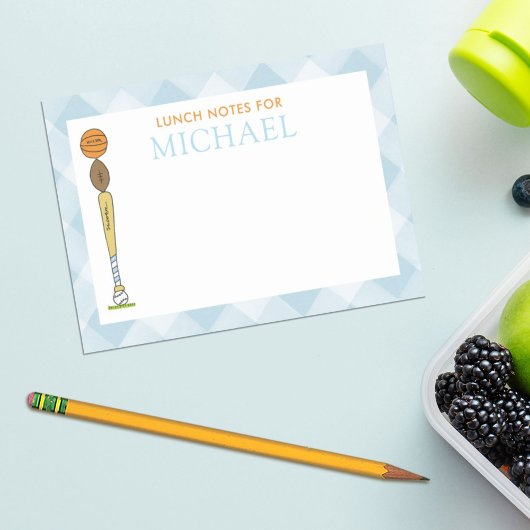 Blauw Gingham Sportballen Kinderen Douane Lunch Bo Post-it® Notes