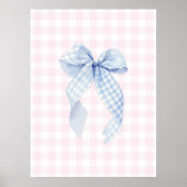 Blauw Gingham Strik Muurkunst Poster (Voorkant)