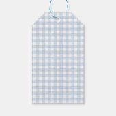Blauw Gingham Teddybeer Baby Borrel Cadeaulabel (Achterkant)