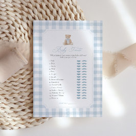 Blauw Gingham Teddybeer Baby Kenmerken Spel Kaart
