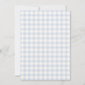 Blauw Gingham Teddybeer Babyshower Uitnodiging (Achterkant)