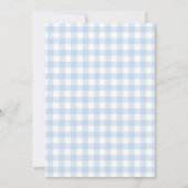 Blauw Gingham Teddybeer Ballon Jongen 1e Verjaarda Kaart (Achterkant)