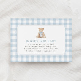Blauw Gingham Teddybeer Boeken voor Baby Informatiekaartje