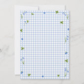 Blauw Gingham Teddybeer Eerste Verjaardag Kaart (Achterkant)