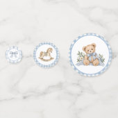 Blauw Gingham Teddybeer Tafel Confetti (Voorkanten)