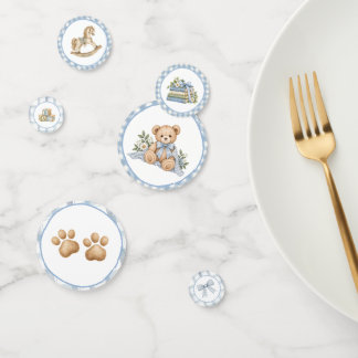 Blauw Gingham Teddybeer Tafel Confetti