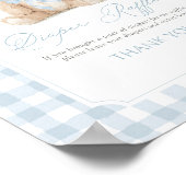 Blauw Gingham Teddydier Baby Shower Luier Raffle Poster (Hoek)
