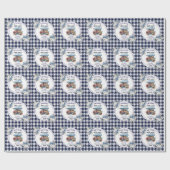 Blauw Gingham Uit de Markt Bloem Bruidsdouche Cadeaupapier (Vlak)