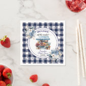 Blauw Gingham Uit de Markt Bloem Bruidsdouche Servet (Insitu)