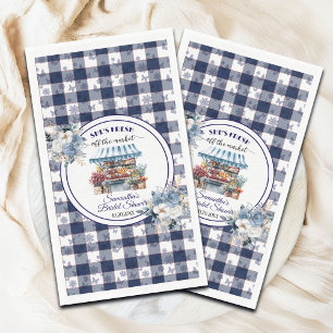 Blauw Gingham Uit de Markt Bruiloftsshower Servet
