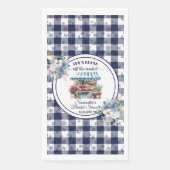 Blauw Gingham Uit de Markt Bruiloftsshower Servet (Voorkant)