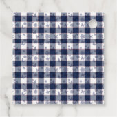 Blauw Gingham Van de Markt Bloem Bruidsfeest Bedankjes Labels (Achterkant)