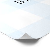 Blauw Gingham Welkom Bord Poster (Hoek)