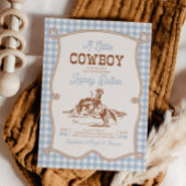 Blauw Gingham Westerse Baby Shower Uitnodiging